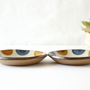 Toshin Kiln Round Plate Brown and Blue Dots 15cm/5.9in | Tsuboya Ware Yachimun-Detail4