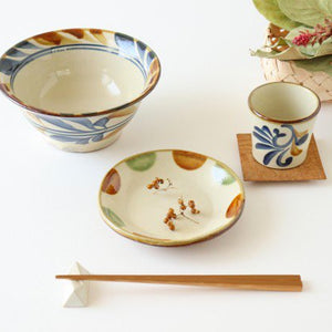 Toshin Kiln Round Plate Brown and Green Dots 15cm/5.9in | Tsuboya Ware Yachimun-Detail11