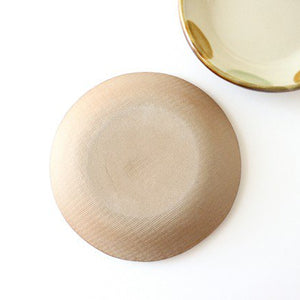 Toshin Kiln Round Plate Brown and Green Dots 15cm/5.9in | Tsuboya Ware Yachimun-Detail6