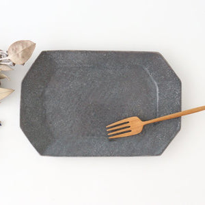 Furutani Seitosho Octagonal Rectangle Plate Small Gray | Sushi Plate-TOP