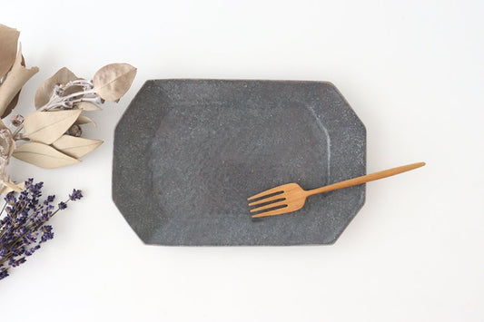 Furutani Seitosho Octagonal Rectangle Plate Small Gray | Sushi Plate-TOP