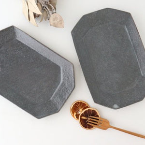 Furutani Seitosho Octagonal Rectangle Plate Small Gray | Sushi Plate-Detail2