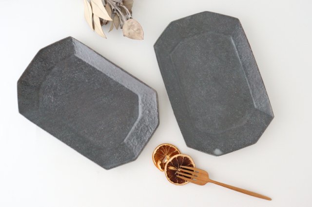 Furutani Seitosho Octagonal Rectangle Plate Small Gray | Sushi Plate-Detail2