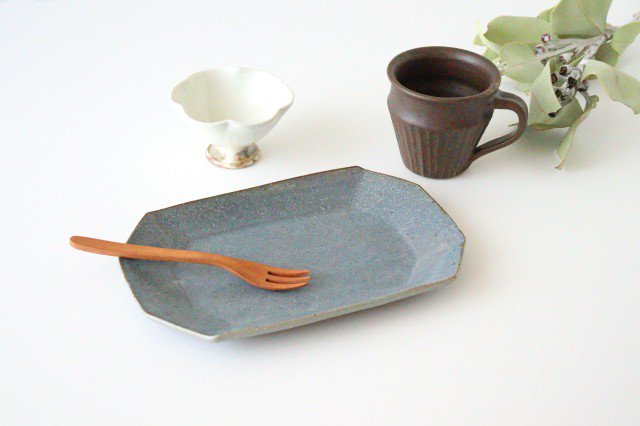 Furutani Seitosho Octagonal Rectangle Plate Small Gray | Sushi Plate-Detail11