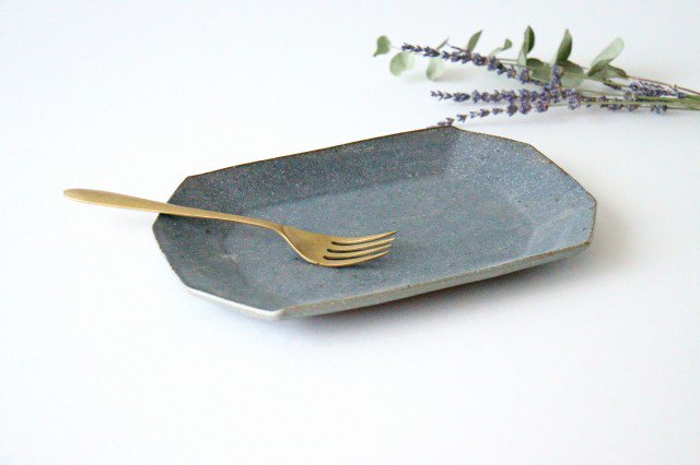 Furutani Seitosho Octagonal Rectangle Plate Small Gray | Sushi Plate-Detail5