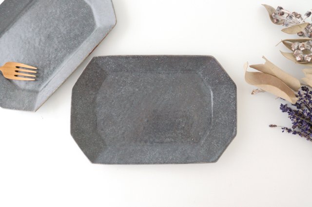 Furutani Seitosho Octagonal Rectangle Plate Small Gray | Sushi Plate-Detail7