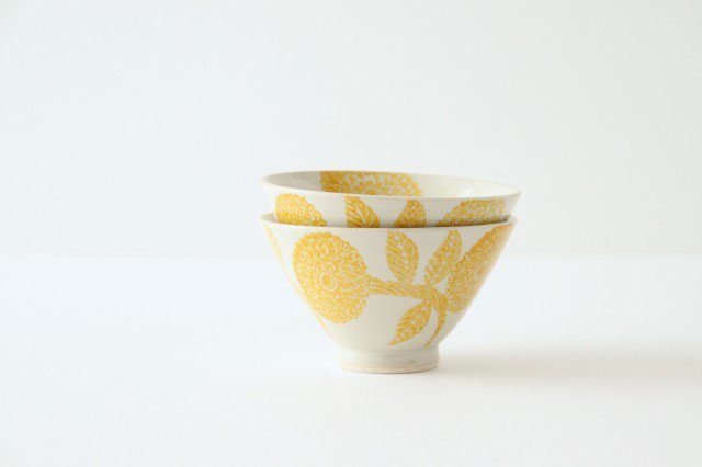 Rice Bowl Yellow Dahlia | Hasami Ware