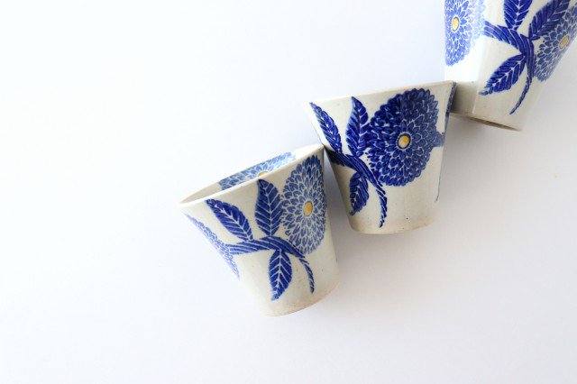 Japanese Cup Blue Dahlia | Yunomi Hasami Ware-TOP