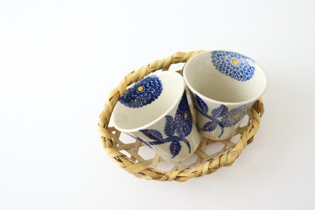 Japanese Cup Blue Dahlia | Yunomi Hasami Ware