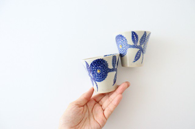 Japanese Cup Blue Dahlia | Yunomi Hasami Ware