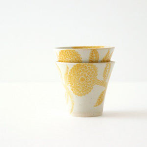 Japanese Cup Yellow Dahlia | Yunomi Hasami Ware-Detail3