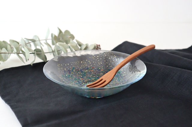 Matsuri Shallow Glass Bowl Gold | Serving Bowl Tsugaru Vidro