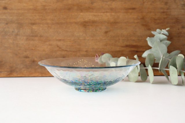 Matsuri Shallow Glass Bowl Gold | Serving Bowl Tsugaru Vidro
