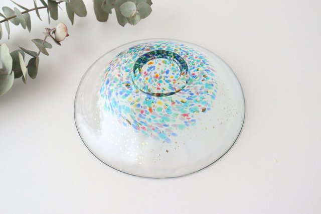 Matsuri Shallow Glass Bowl Gold | Serving Bowl Tsugaru Vidro