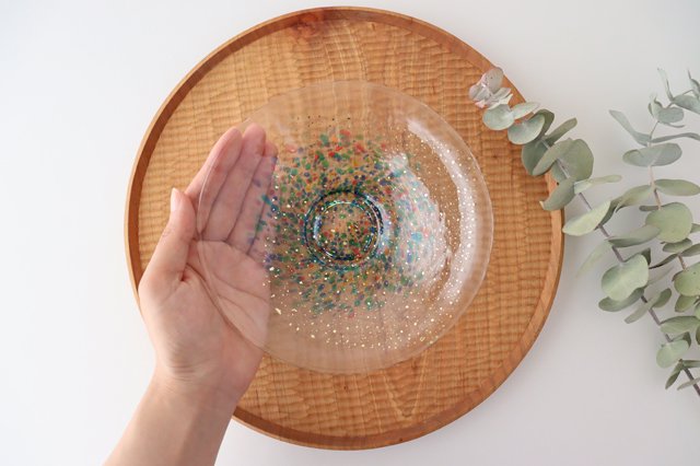 Matsuri Shallow Glass Bowl Gold | Serving Bowl Tsugaru Vidro