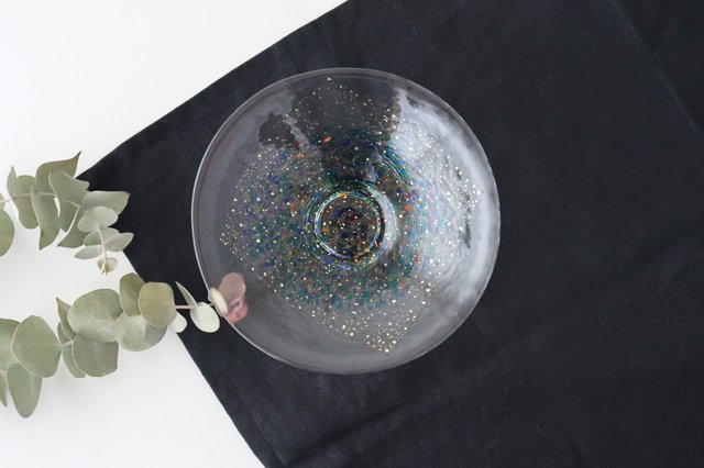 Matsuri Shallow Glass Bowl Gold | Serving Bowl Tsugaru Vidro