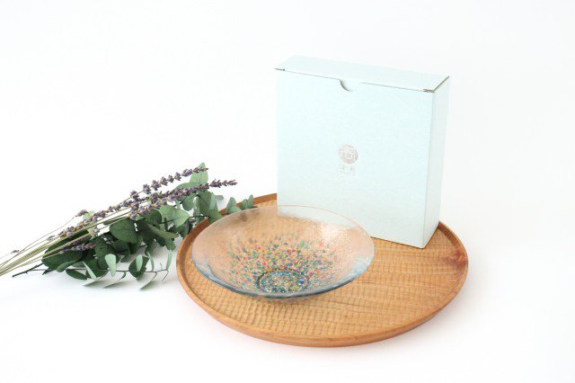 Matsuri Shallow Glass Bowl Gold | Serving Bowl Tsugaru Vidro