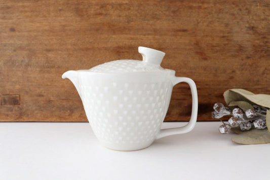ORIME Japanese Teapot Pique White Small | Kyusu Hasami Ware-TOP