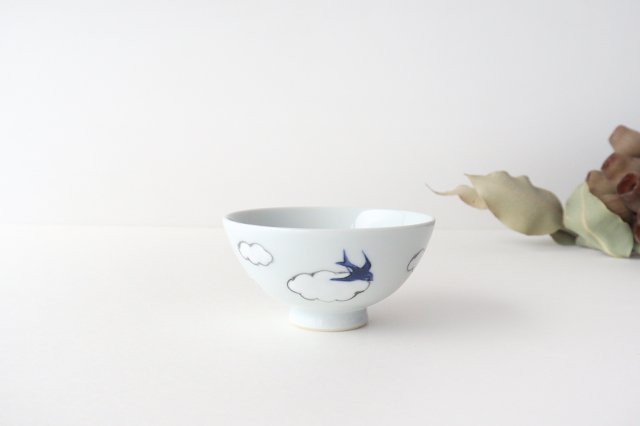 Rice bowl small porcelain cloud swallow Arita ware