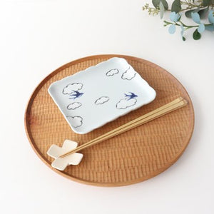 Square plate porcelain cloud swallow Arita ware-Detail2