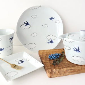 Square plate porcelain cloud swallow Arita ware-Detail13