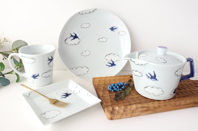 Square plate porcelain cloud swallow Arita ware-Detail13