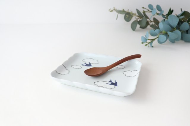 Square plate porcelain cloud swallow Arita ware-Detail7