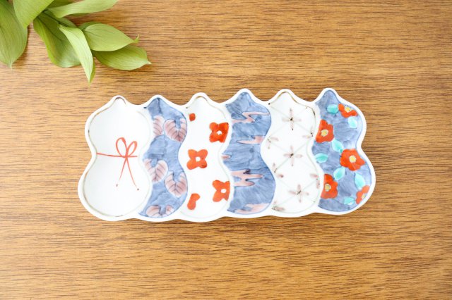 Long plate Imari Six Gourds | Sushi Plate Arita Ware-TOP