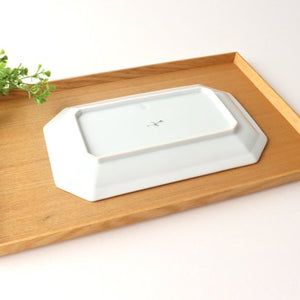 Octagonal long plate, flower crest, porcelain, Arita ware-Detail2