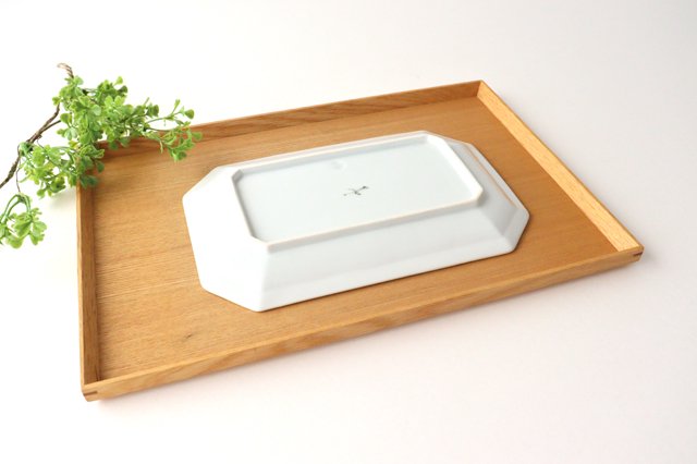 Octagonal long plate, flower crest, porcelain, Arita ware-Detail2