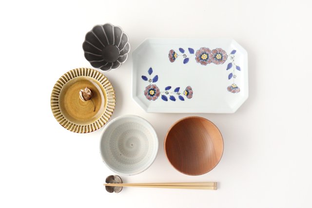 Octagonal long plate, flower crest, porcelain, Arita ware-Detail11