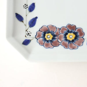 Octagonal long plate, flower crest, porcelain, Arita ware-Detail3