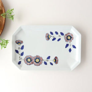 Octagonal long plate, flower crest, porcelain, Arita ware-Detail7