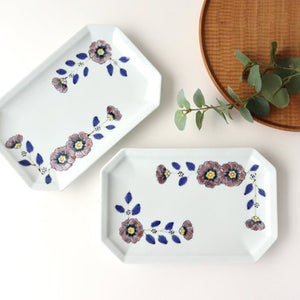 Octagonal long plate, flower crest, porcelain, Arita ware-Detail8