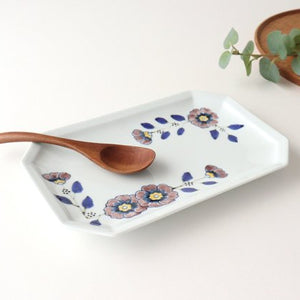 Octagonal long plate, flower crest, porcelain, Arita ware-Detail9