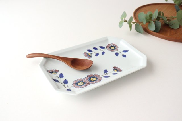 Octagonal long plate, flower crest, porcelain, Arita ware-Detail9