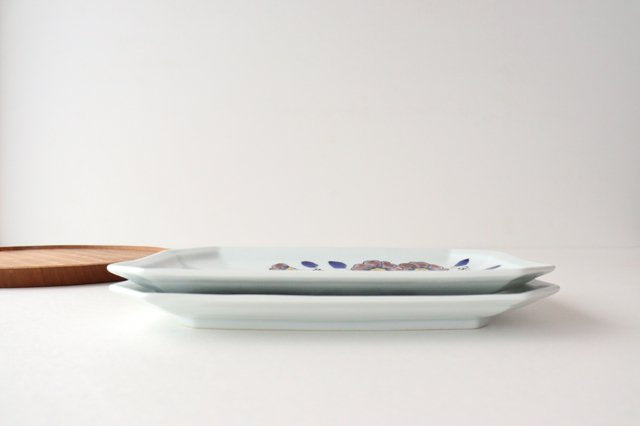 Octagonal long plate, flower crest, porcelain, Arita ware-Detail10