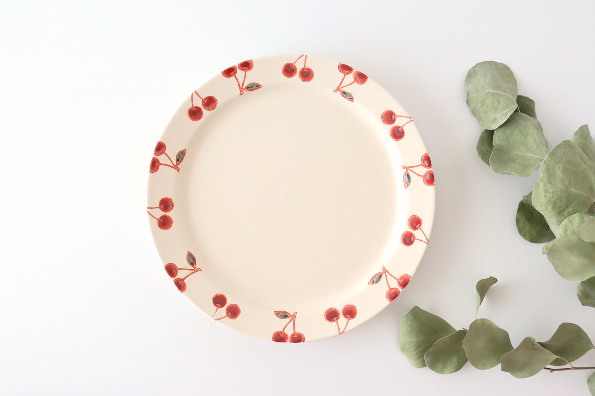 Plate L cherry porcelain fruits Hasami ware