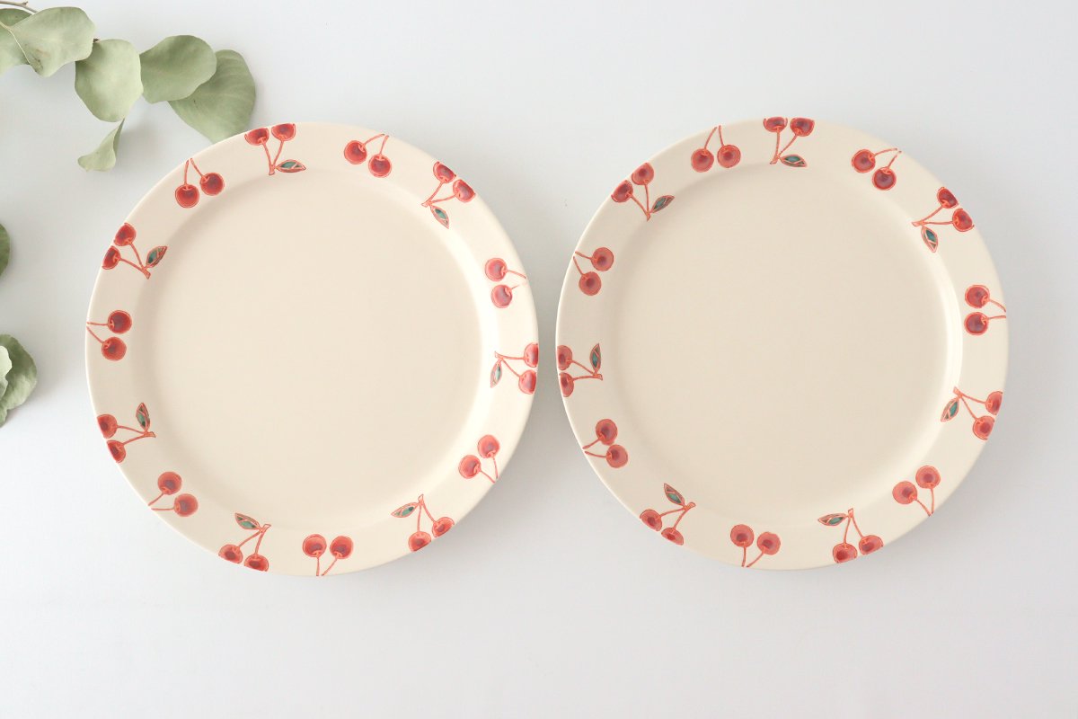 Plate L cherry porcelain fruits Hasami ware