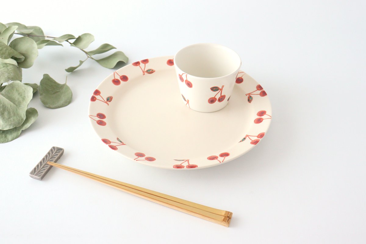 Plate L cherry porcelain fruits Hasami ware