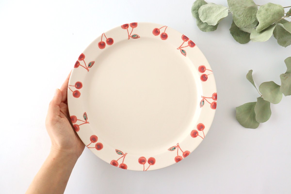 Plate L cherry porcelain fruits Hasami ware