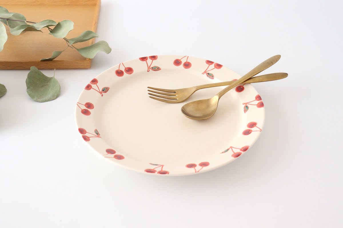 Plate L cherry porcelain fruits Hasami ware