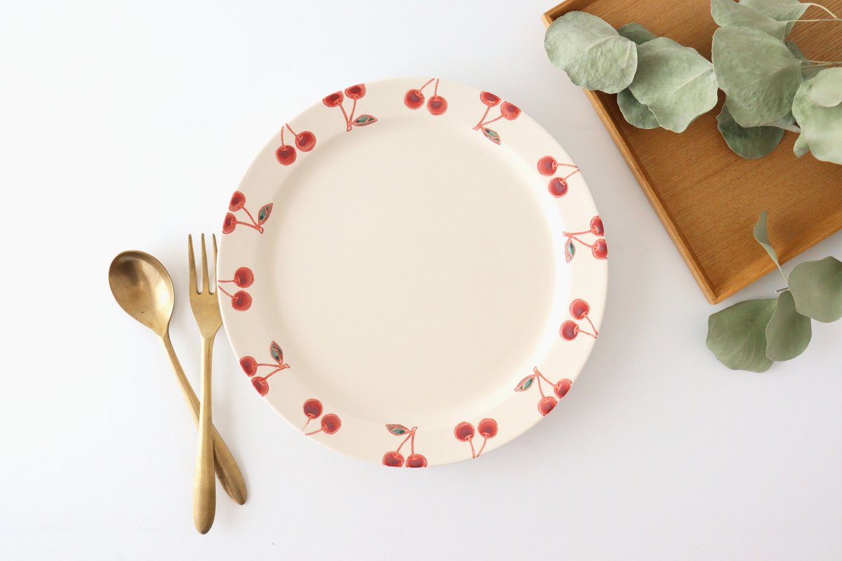 Plate L cherry porcelain fruits Hasami ware