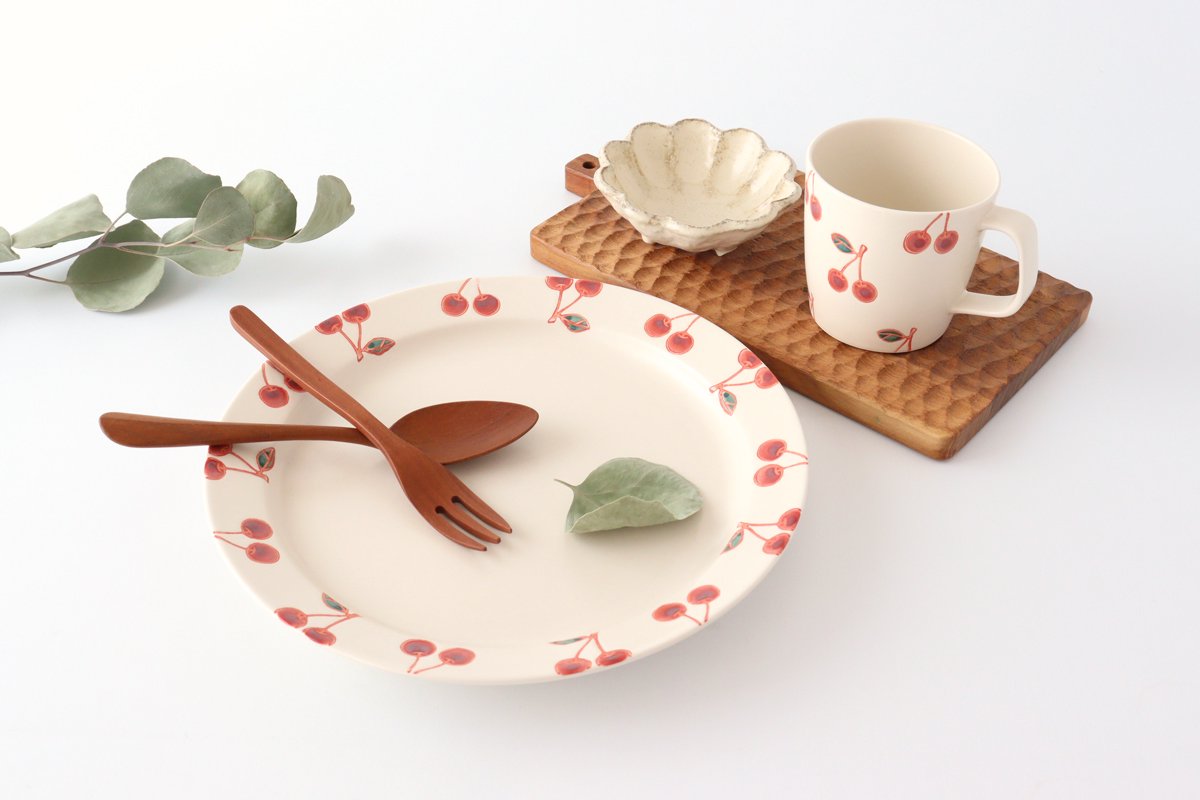 Plate L cherry porcelain fruits Hasami ware