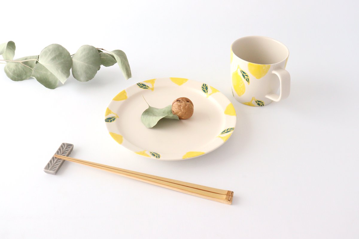 Plate M lemon porcelain fruits Hasami ware