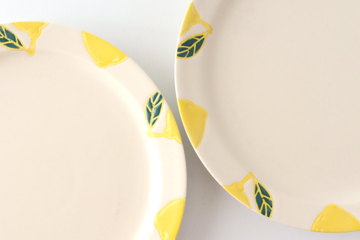 Plate M lemon porcelain fruits Hasami ware