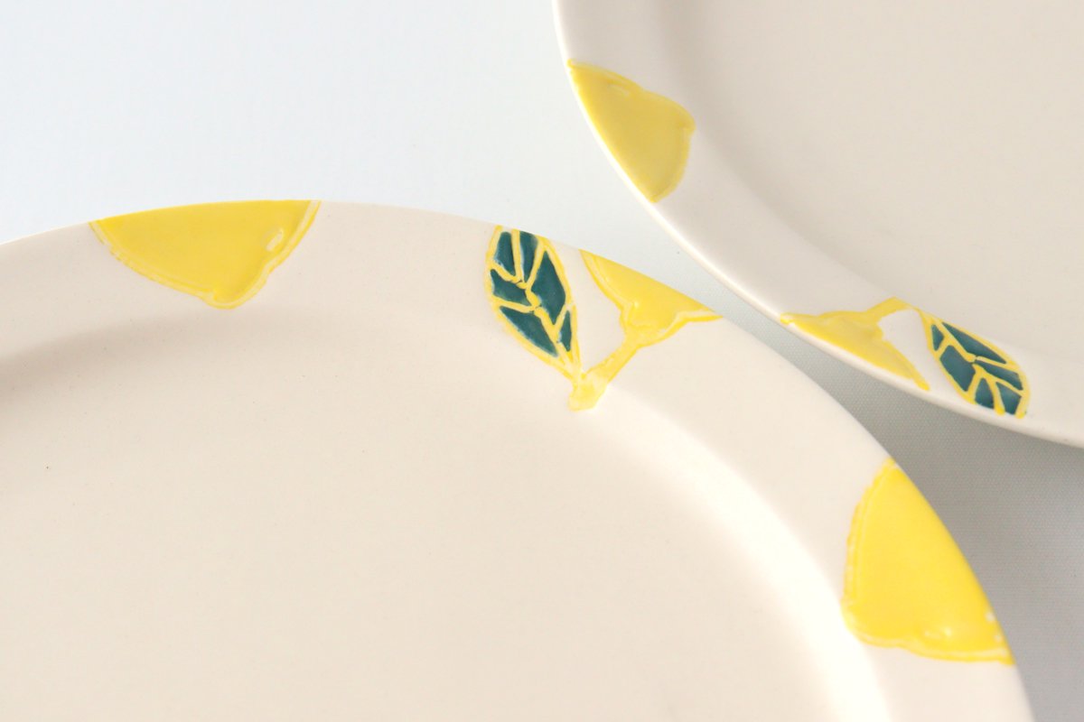 Plate M lemon porcelain fruits Hasami ware