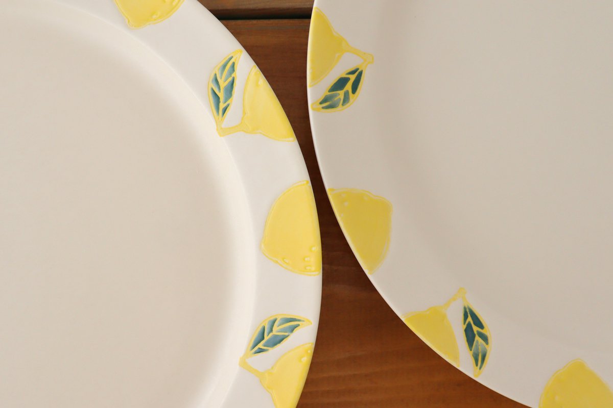 Plate L lemon porcelain fruits Hasami ware