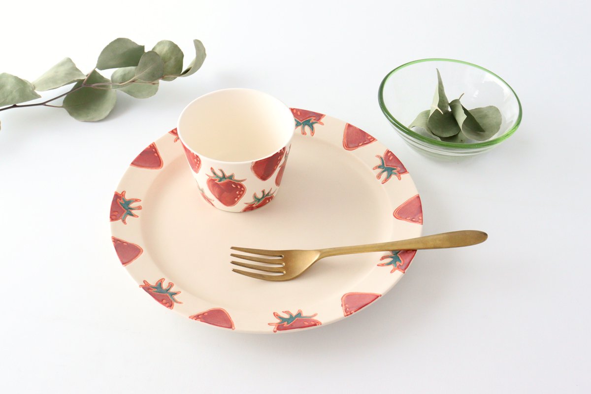 Plate L strawberry porcelain fruits Hasami ware