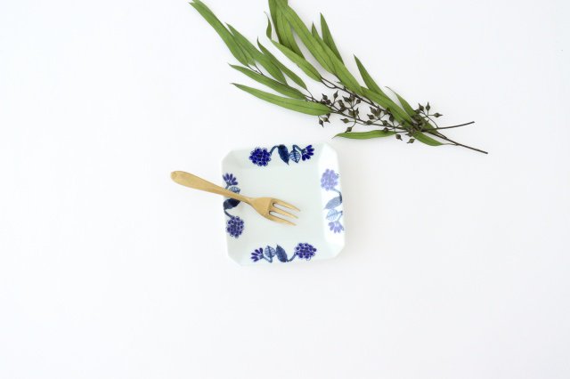 Square Plate Blue Flower | Hasami Ware